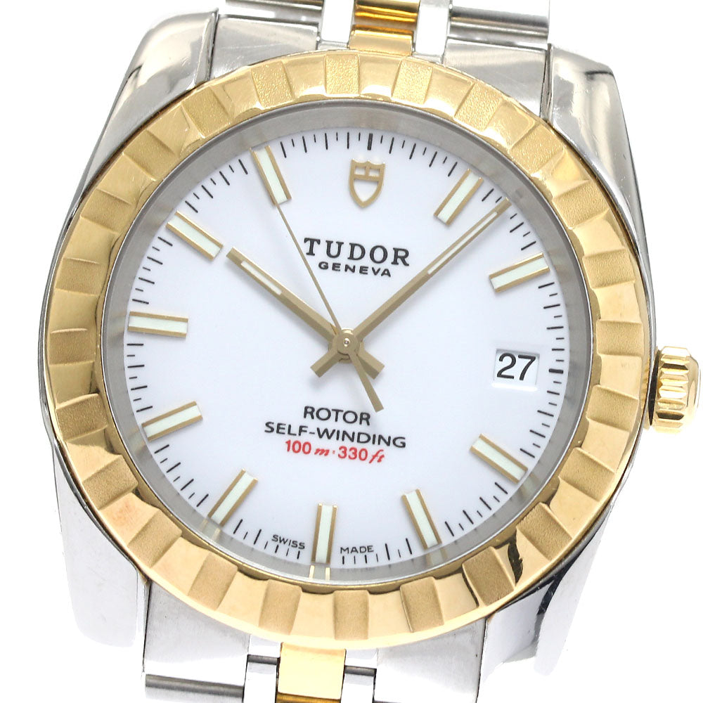 TUDOR Classic Date 21013 YG2 tone white Dial Automatic Men's Watch_891452