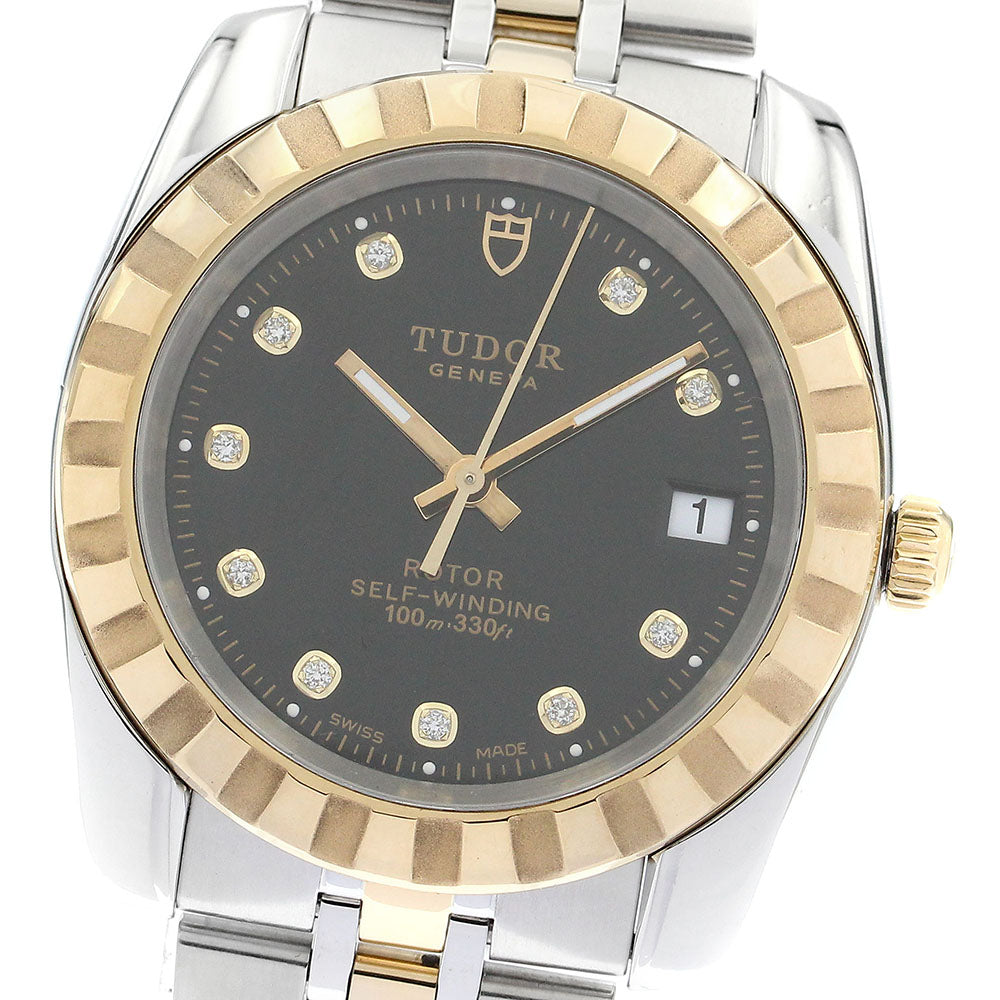 TUDOR Classic Date 21013 10P diamond black Dial Automatic Men's Watch_891453