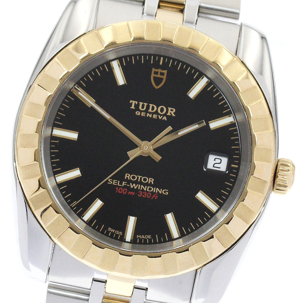 TUDOR Classic Date 21013 YG2 tone black Dial Automatic Men's Watch_891465
