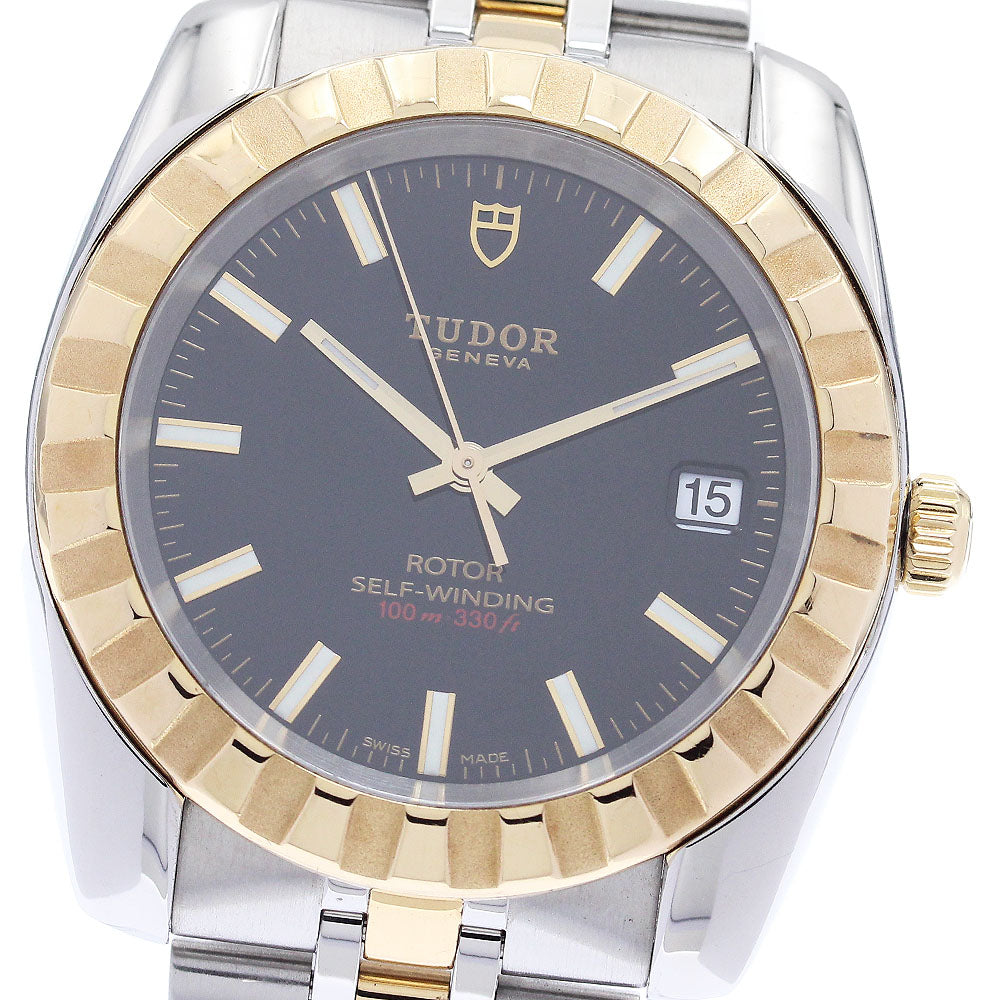 TUDOR Classic Date 21013 YG2 tone black Dial Automatic Men's_891467
