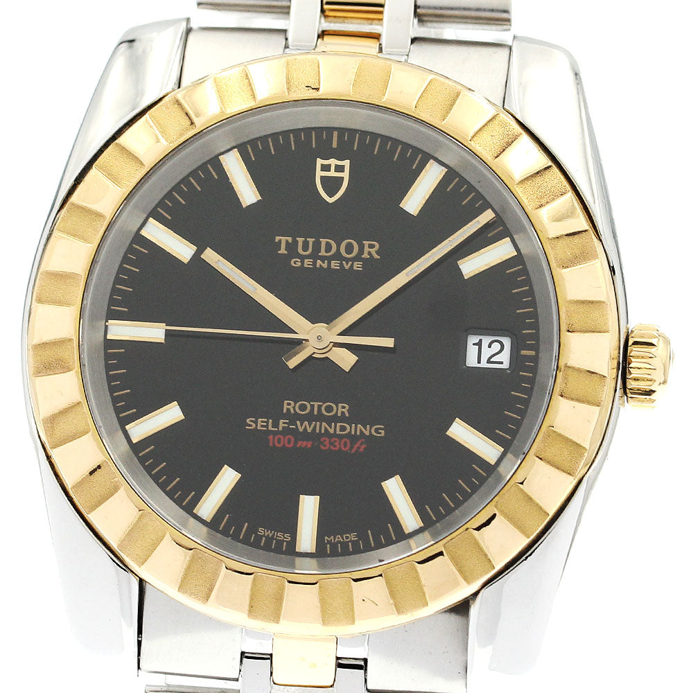 TUDOR Classic Date 21013 YG2 tone black Dial Automatic Men's Watch_891468