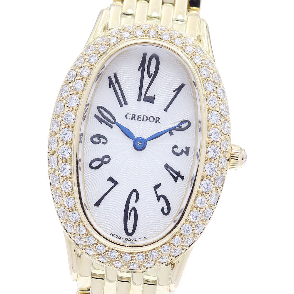 SEIKO CREDOR Jury GTTE524/1E70-0ED0 K18YG diamond bezel QZ Ladies Watch_891512