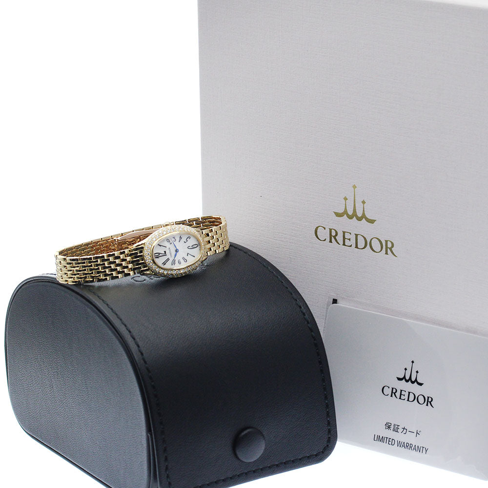 SEIKO CREDOR Jury GTTE524/1E70-0ED0 K18YG diamond bezel QZ Ladies Watch_891512