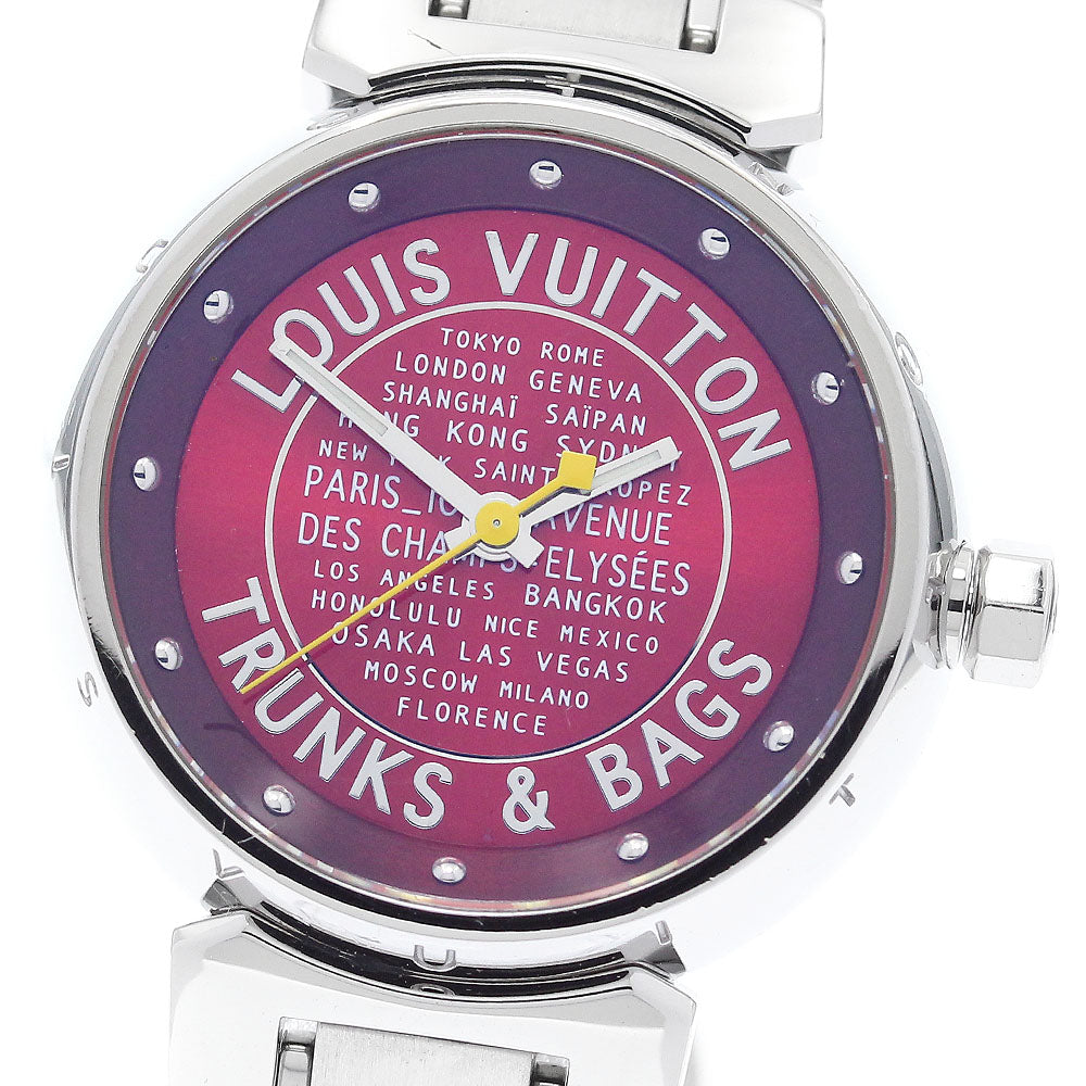 LOUIS VUITTON Tambour TRUNKS&BAGS Q121N Red Dial Quartz Ladies Watch_891615