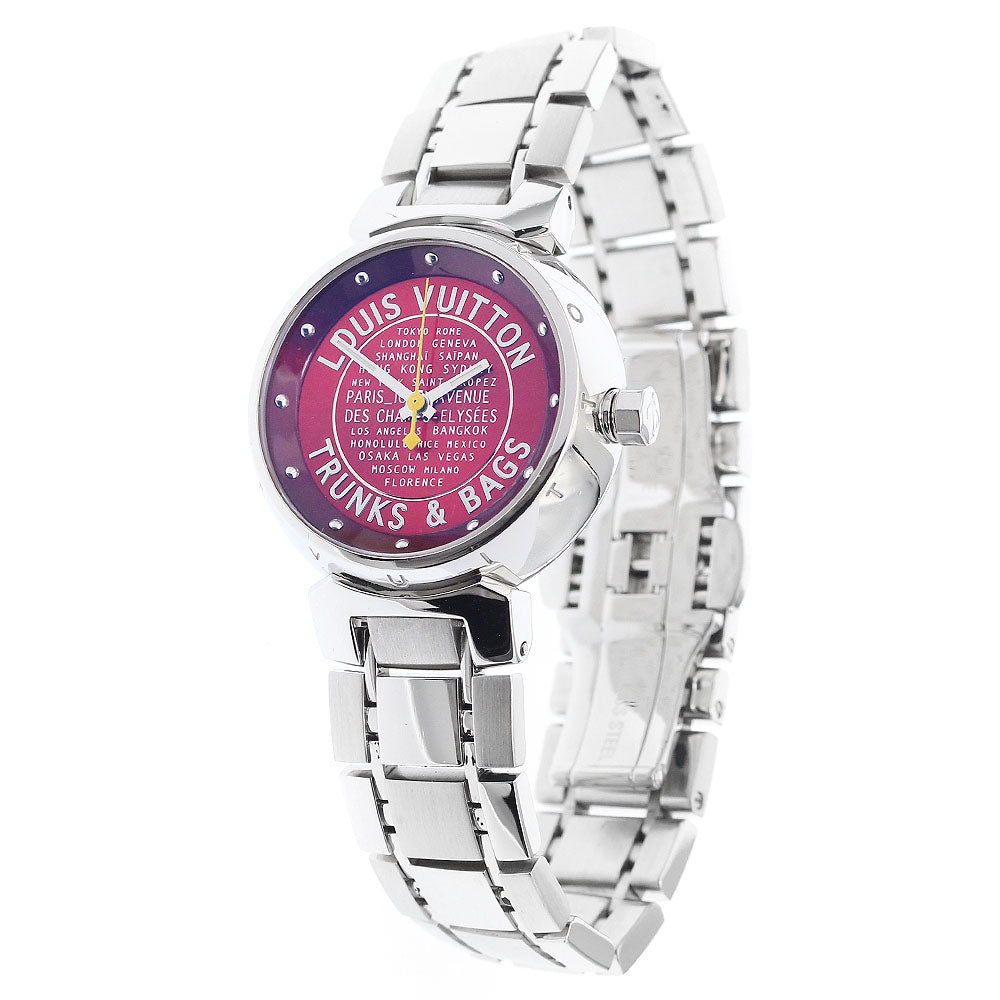 LOUIS VUITTON Tambour TRUNKS&BAGS Q121N Red Dial Quartz Ladies Watch_891615