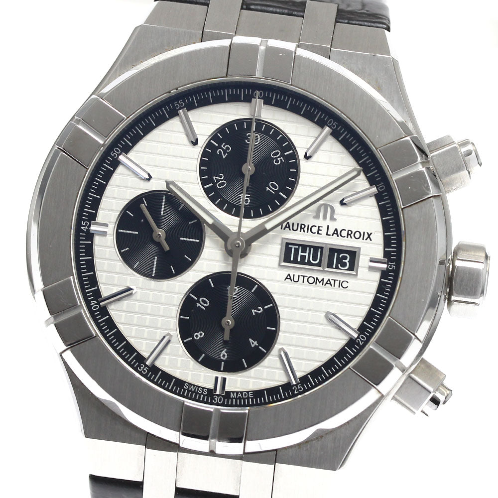 MAURICE LACROIX icon AI6038 Chronograph day date Silver / Black Dial Automatic Men's Watch_891659