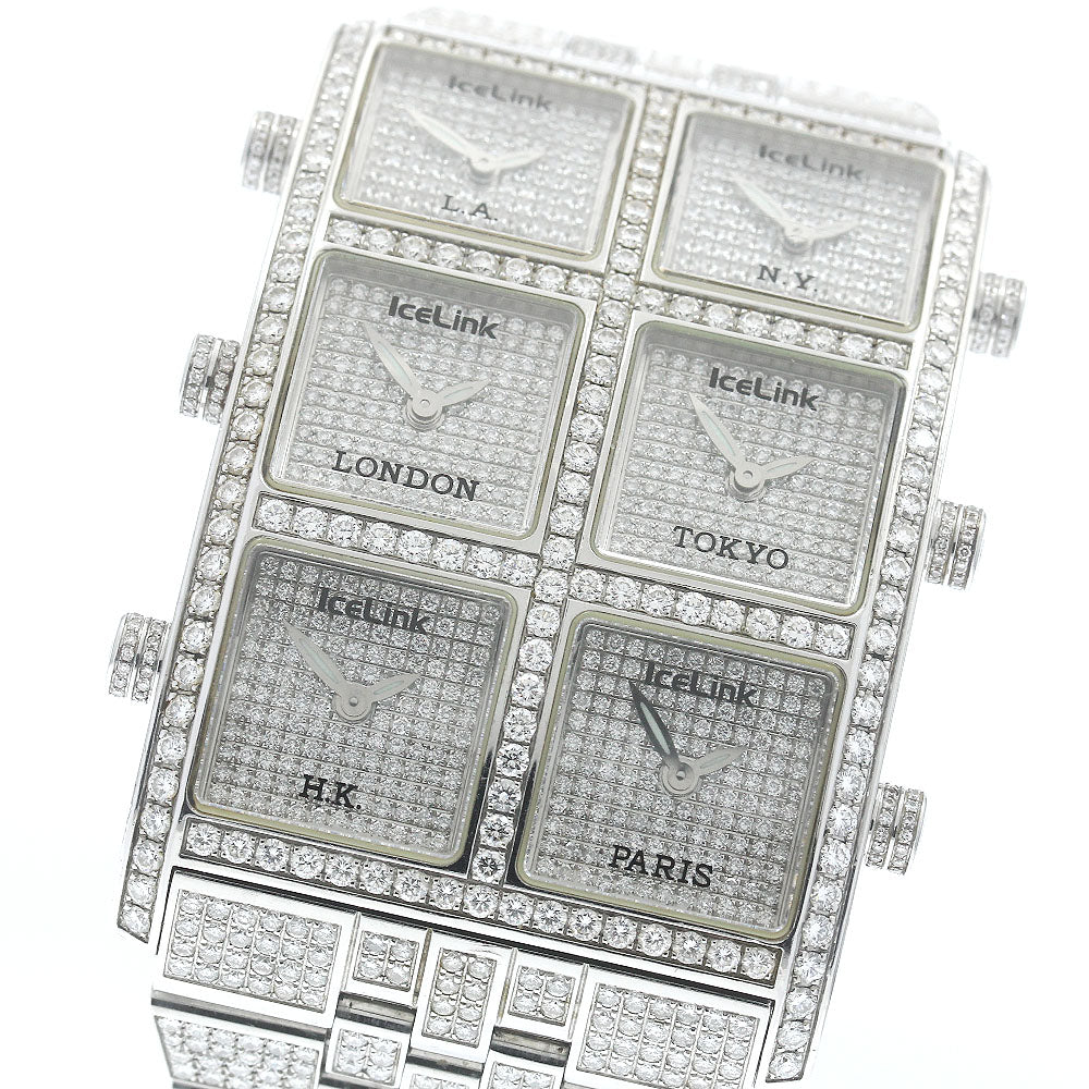 ICE LINK 6 Time Zone Ambassadors Diamond Dial Quartz Men's Watch_891662