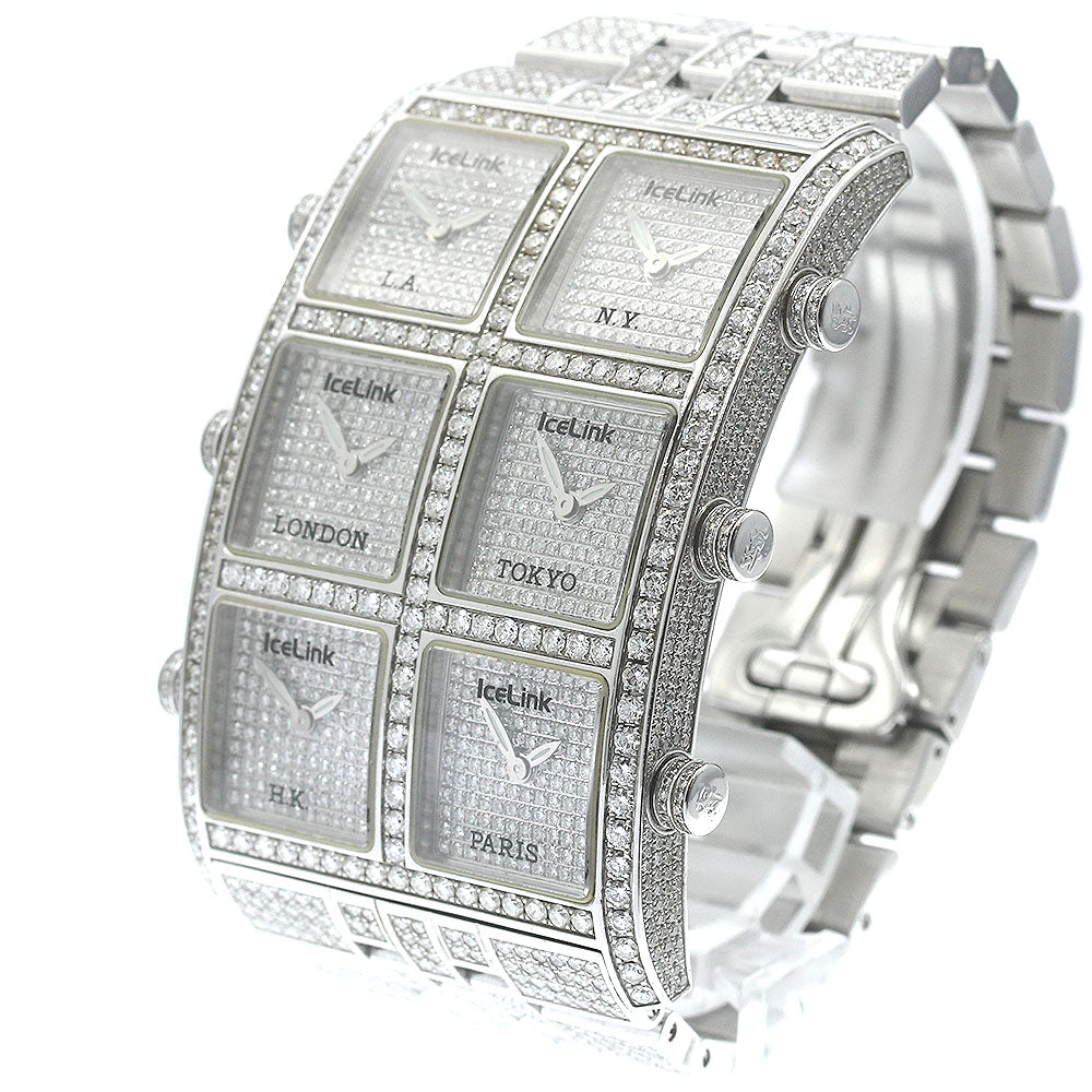 ICE LINK 6 Time Zone Ambassadors Diamond Dial Quartz Men's Watch_891662