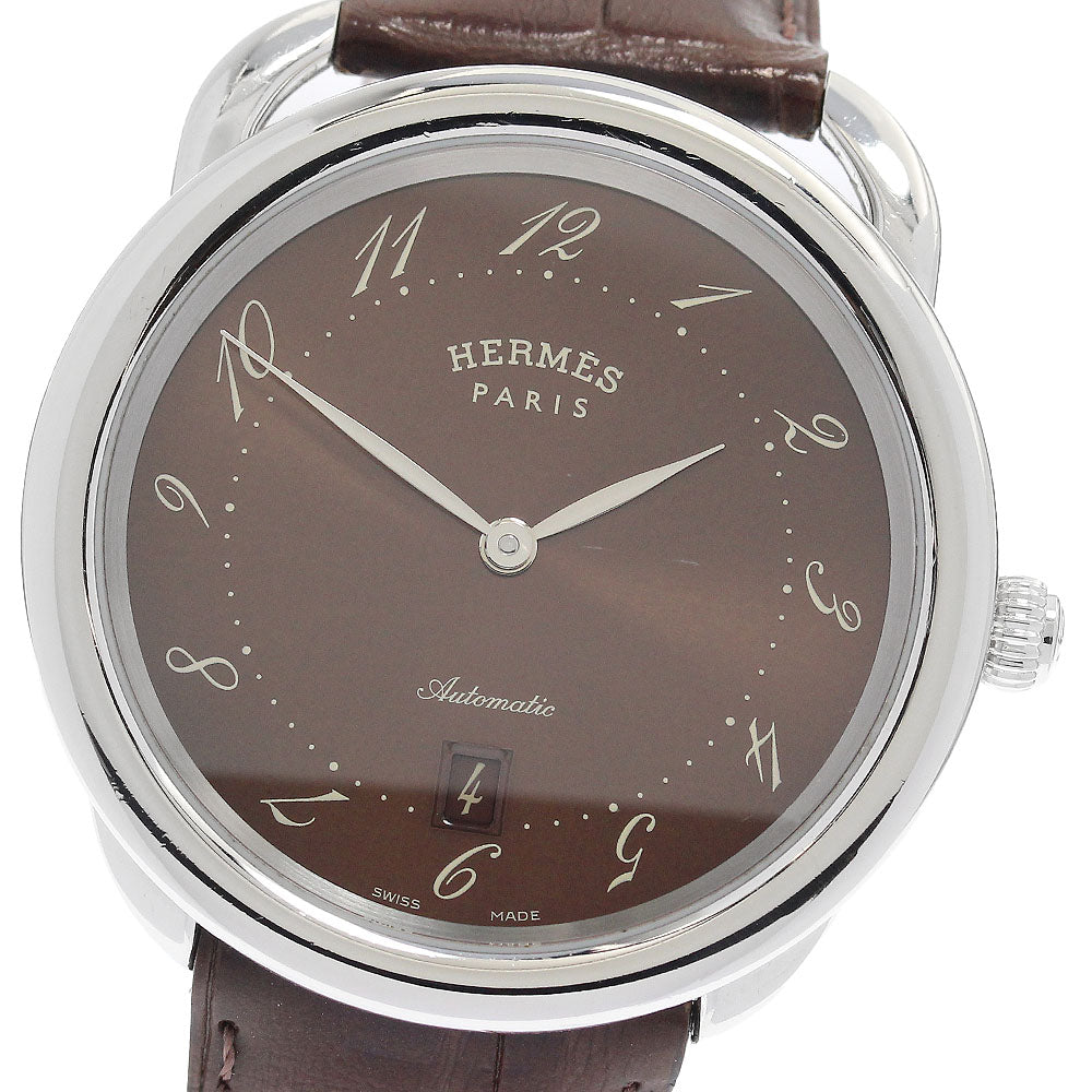HERMES Arceau AR7.710 Date Brown Dial Automatic Men's Watch_891671