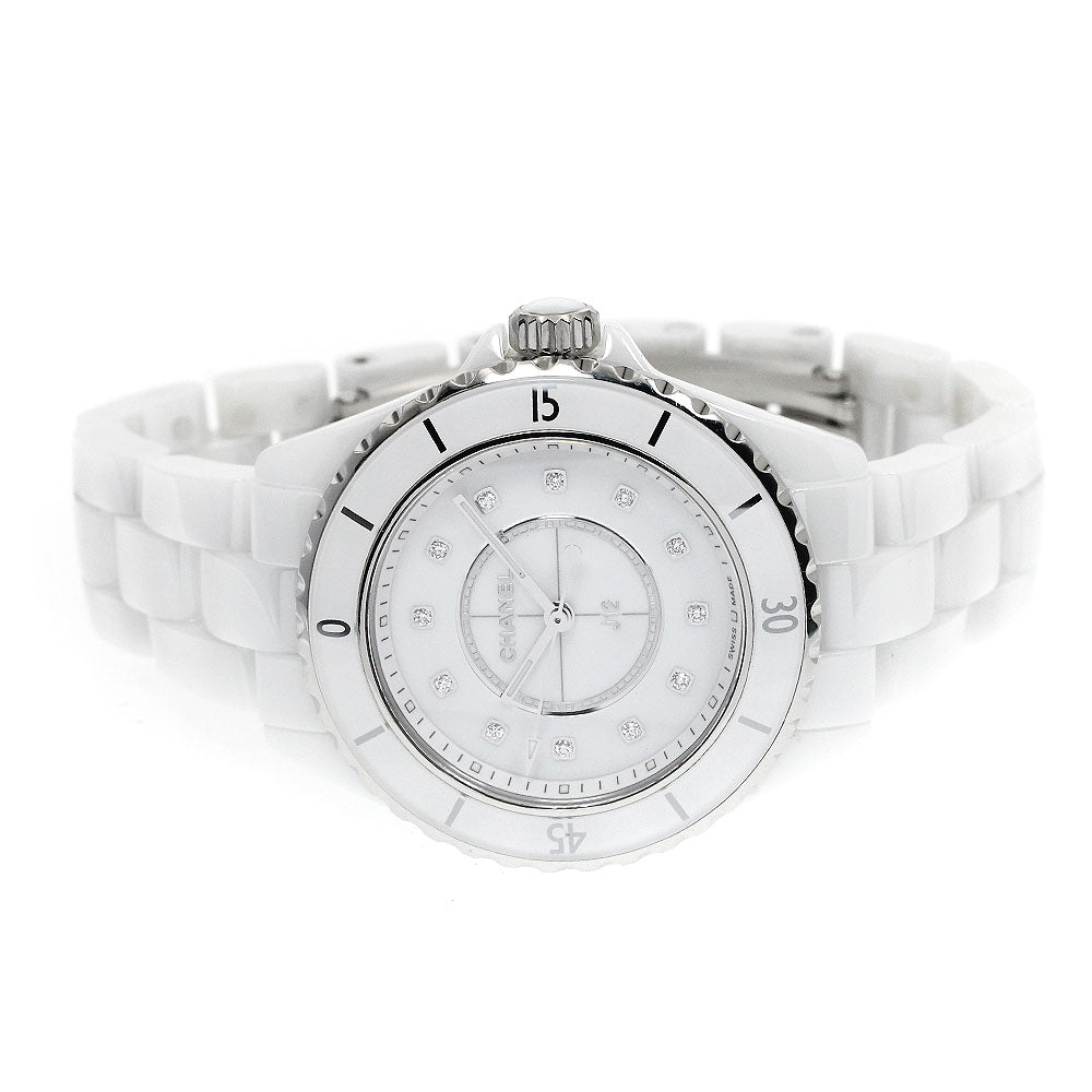 CHANEL J12 white ceramic H5704 12P diamond white Dial Quartz Ladies Watch_891819