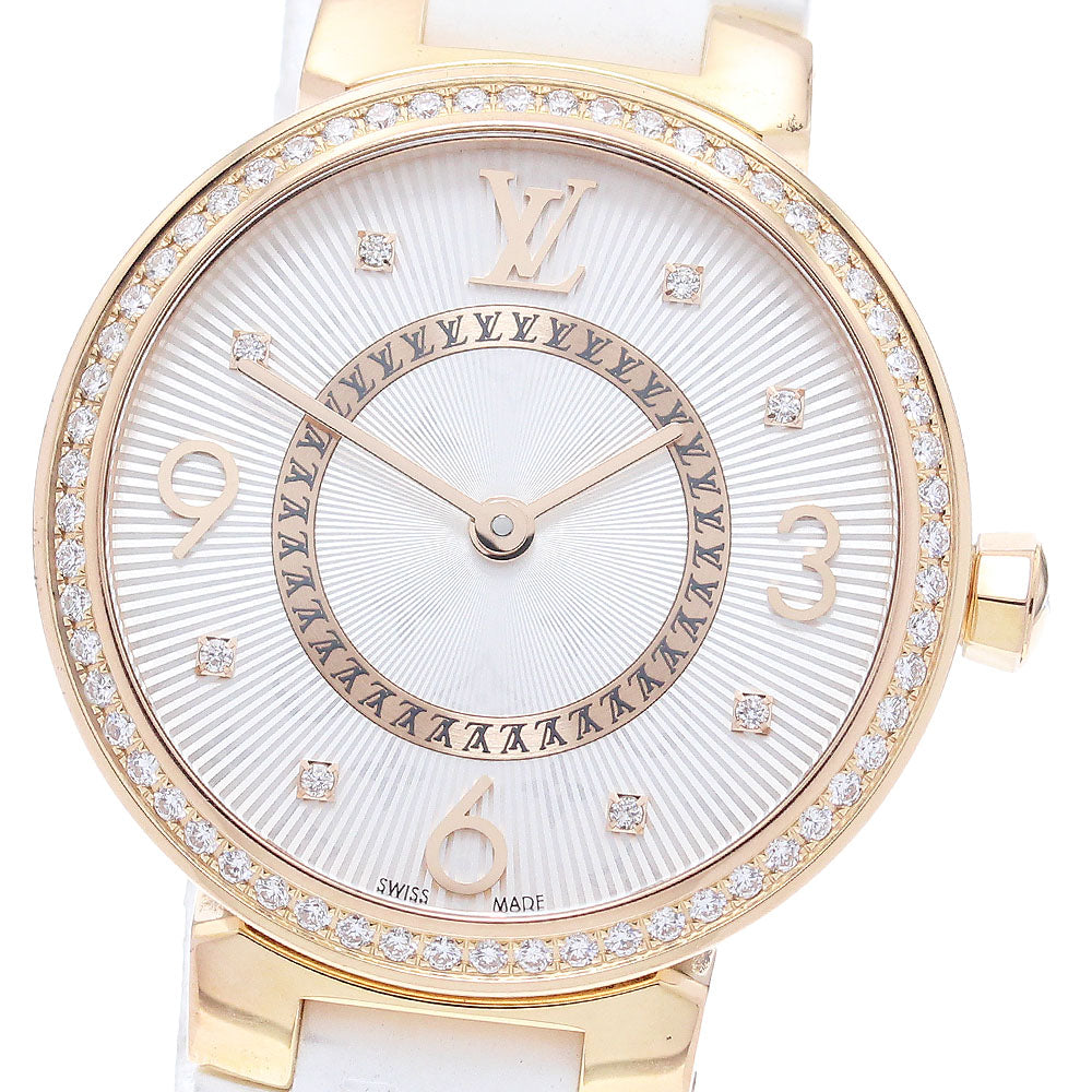 LOUIS VUITTON Tambour Slim PM Q12MR Monogram Diamond Quartz Ladies Watch_891944
