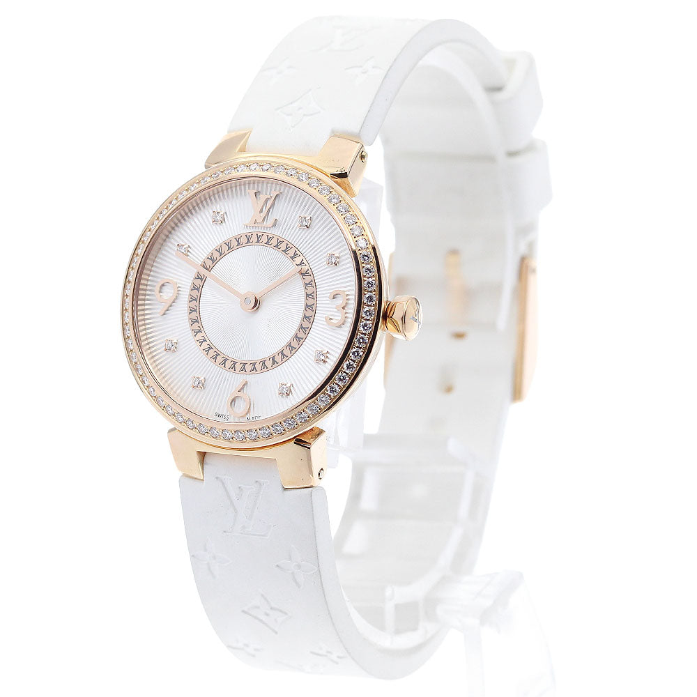 LOUIS VUITTON Tambour Slim PM Q12MR Monogram Diamond Quartz Ladies Watch_891944