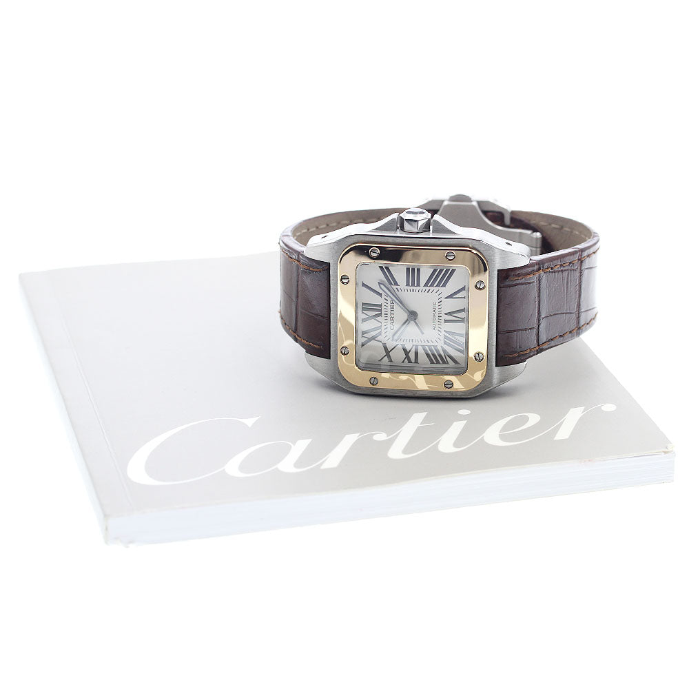 CARTIER Santos 100 LM W20072X7 K18YGBezel Silver Dial Automatic Men's Watch_892002