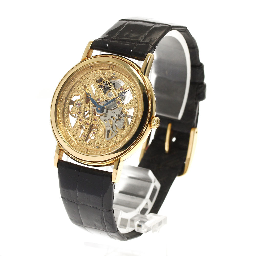 SEIKO CREDOR GBBD998 K18YG Skeleton Skeleton / Gold Dial Hand Winding Men's Watch_892146