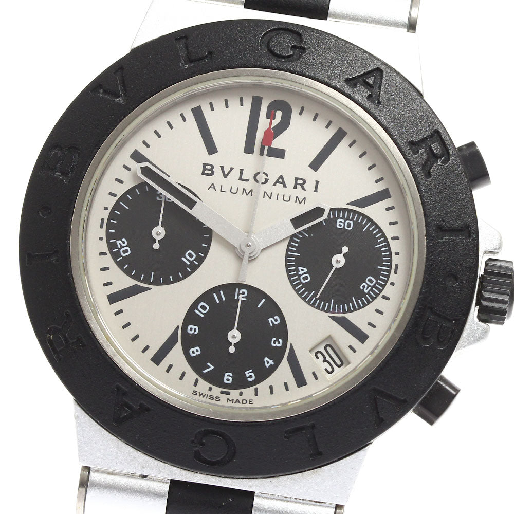 BVLGARI aluminum AC38TA Chronograph Silver / Black Dial Automatic Men's Watch_892322