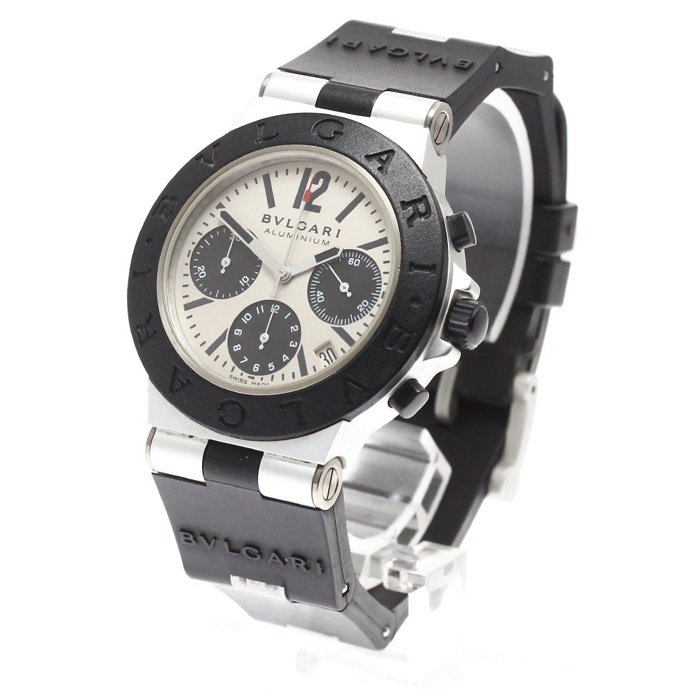 BVLGARI aluminum AC38TA Chronograph Silver / Black Dial Automatic Men's Watch_892322