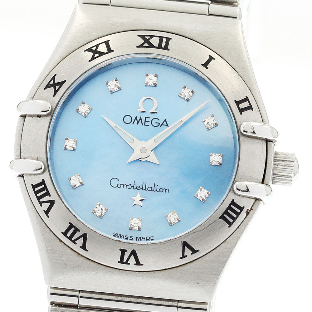 OMEGA Constellation Mini 1562.85 12P diamond Blue shell Dial Quartz Ladies Watch_892324