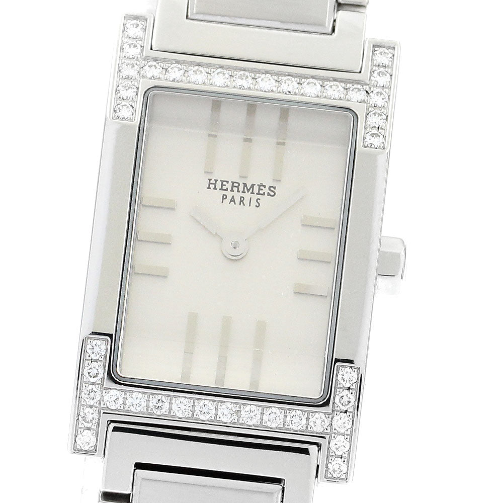 HERMES tandem TA1.230 Diamond Bezel Silver Dial Quartz Ladies Watch_892328