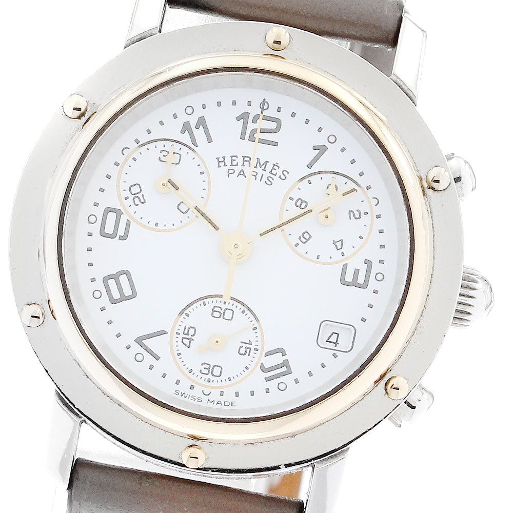 HERMES Clipper chrono CL1.320 Date white Dial Quartz Ladies Watch_892379