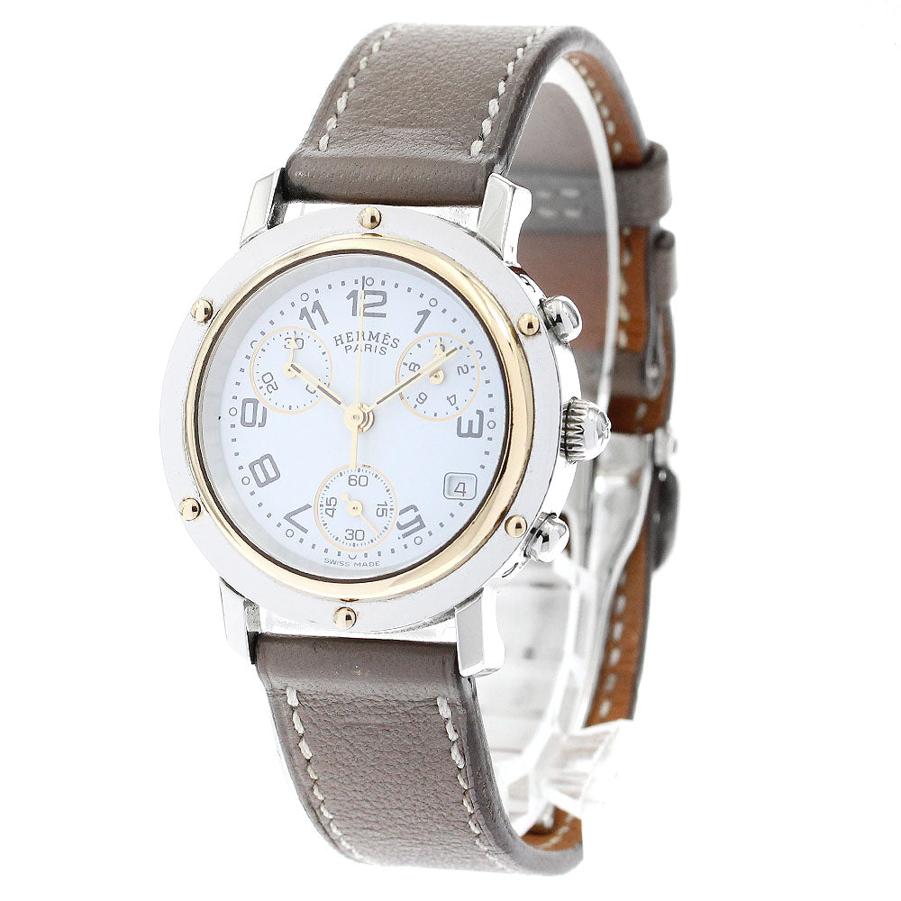 HERMES Clipper chrono CL1.320 Date white Dial Quartz Ladies Watch_892379
