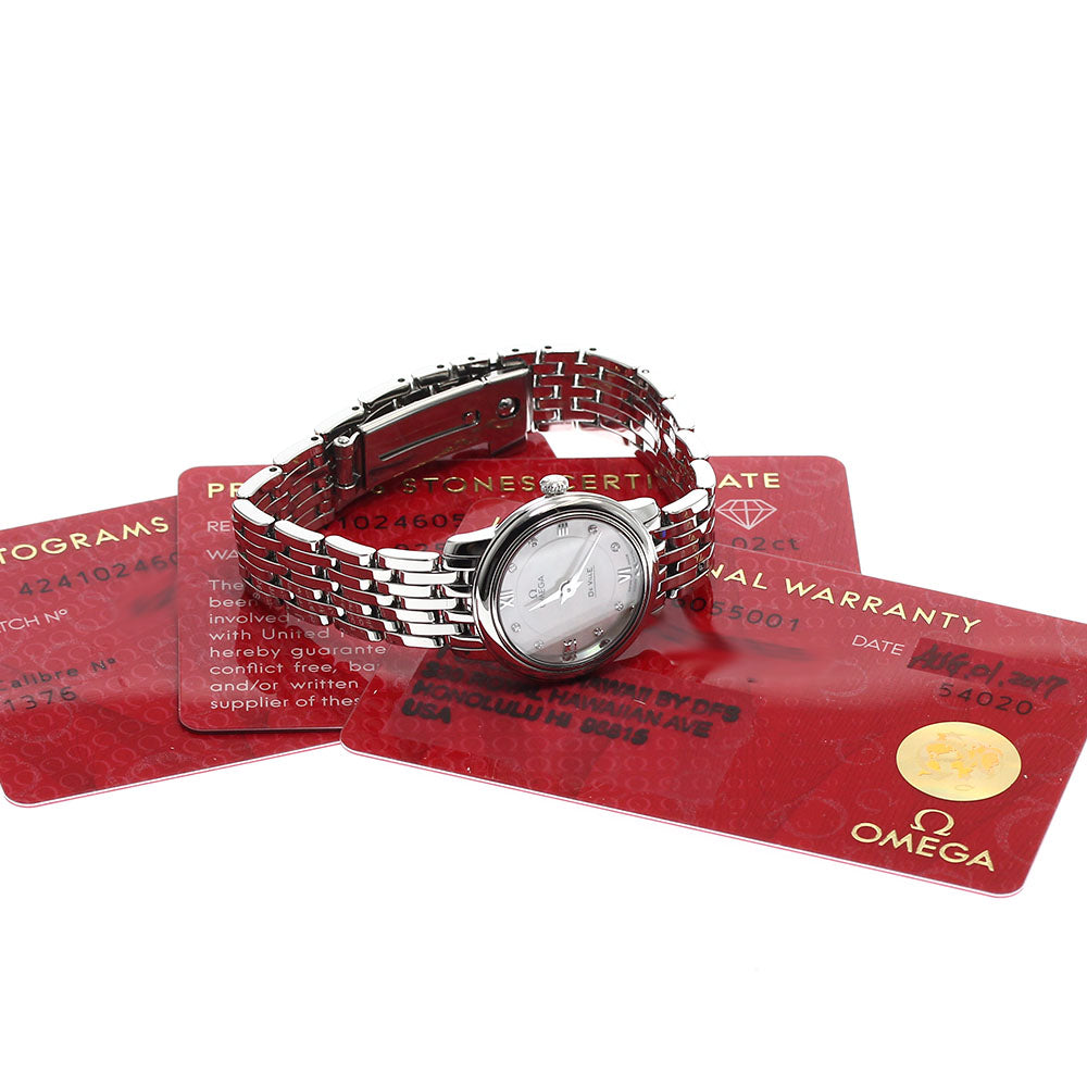 OMEGA De Ville Prestige 424.10.24.60.55.001 8P diamond White shell Dial Quartz Ladies Watch_892452