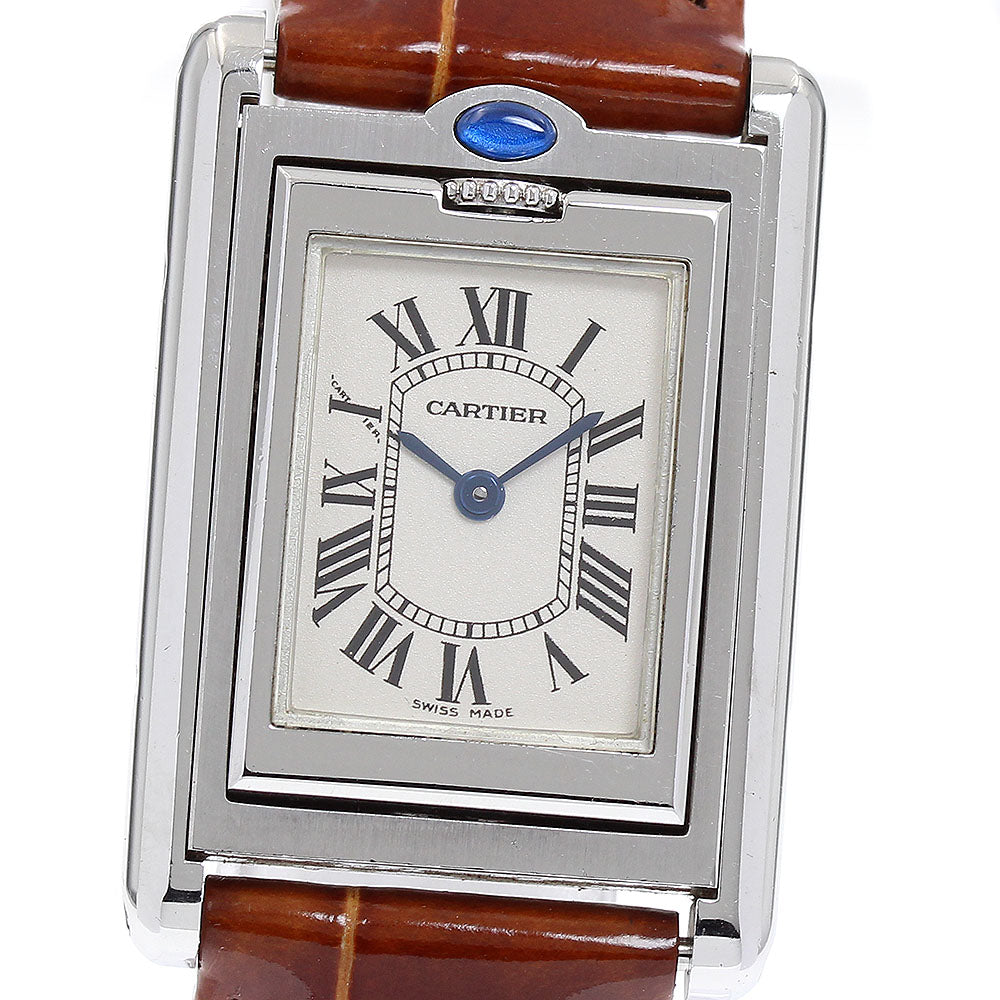 CARTIER Tank bath curant W1011158 beige Dial Quartz Ladies Watch_892546