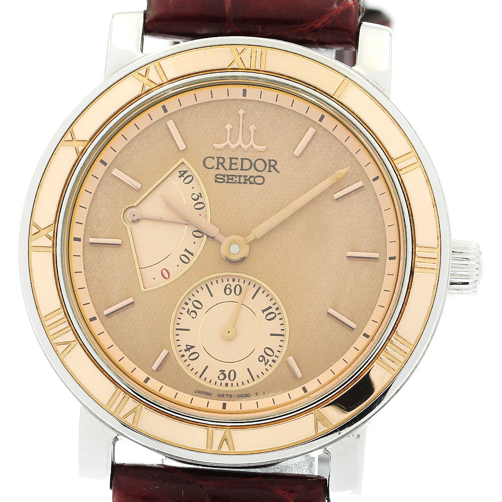 SEIKO CREDOR 4S79-0020/GCAY998 Power reserve gold Dial Hand Winding Men's Watch_892551