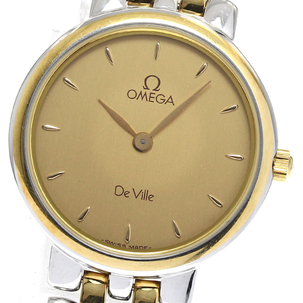OMEGA De Ville Prestige Date gold Dial Quartz Ladies Watch_892926