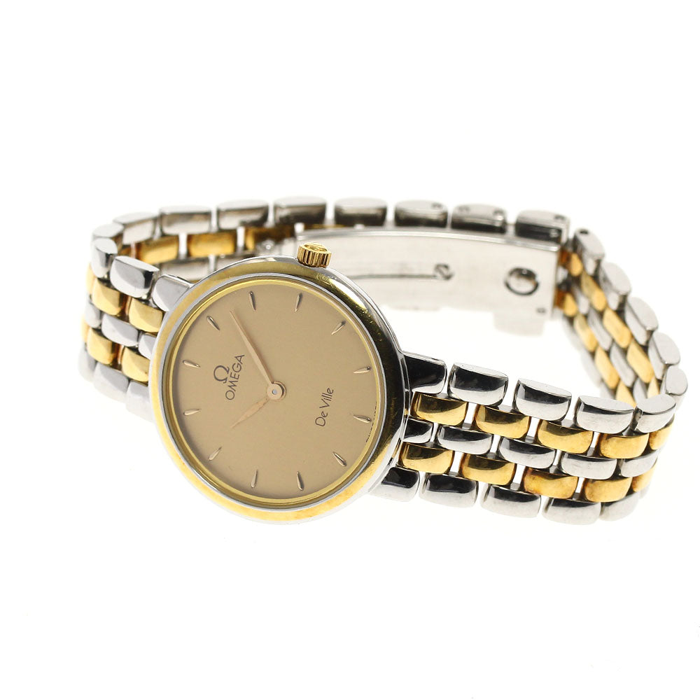 OMEGA De Ville Prestige Date gold Dial Quartz Ladies Watch_892926