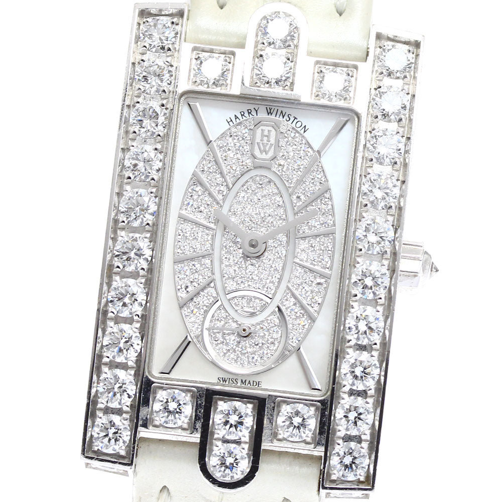 HARRY WINSTON Avenue Classic Elliptic AVEQHM21WW241 K18WG full diamond White shell Dial Quartz Ladies Watch_893079