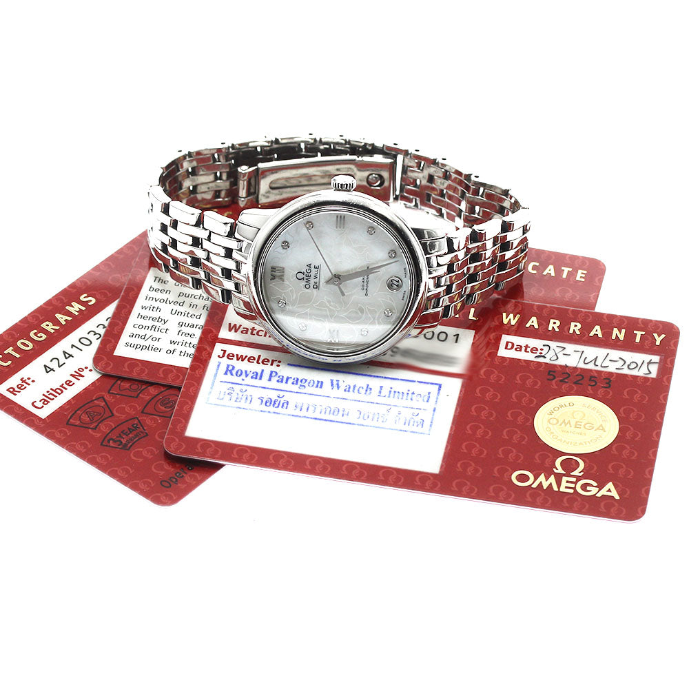OMEGA De Ville Prestige Butterfly 424.10.33.20.55.001 8P diamond White shell Dial Automatic Ladies Watch_893507