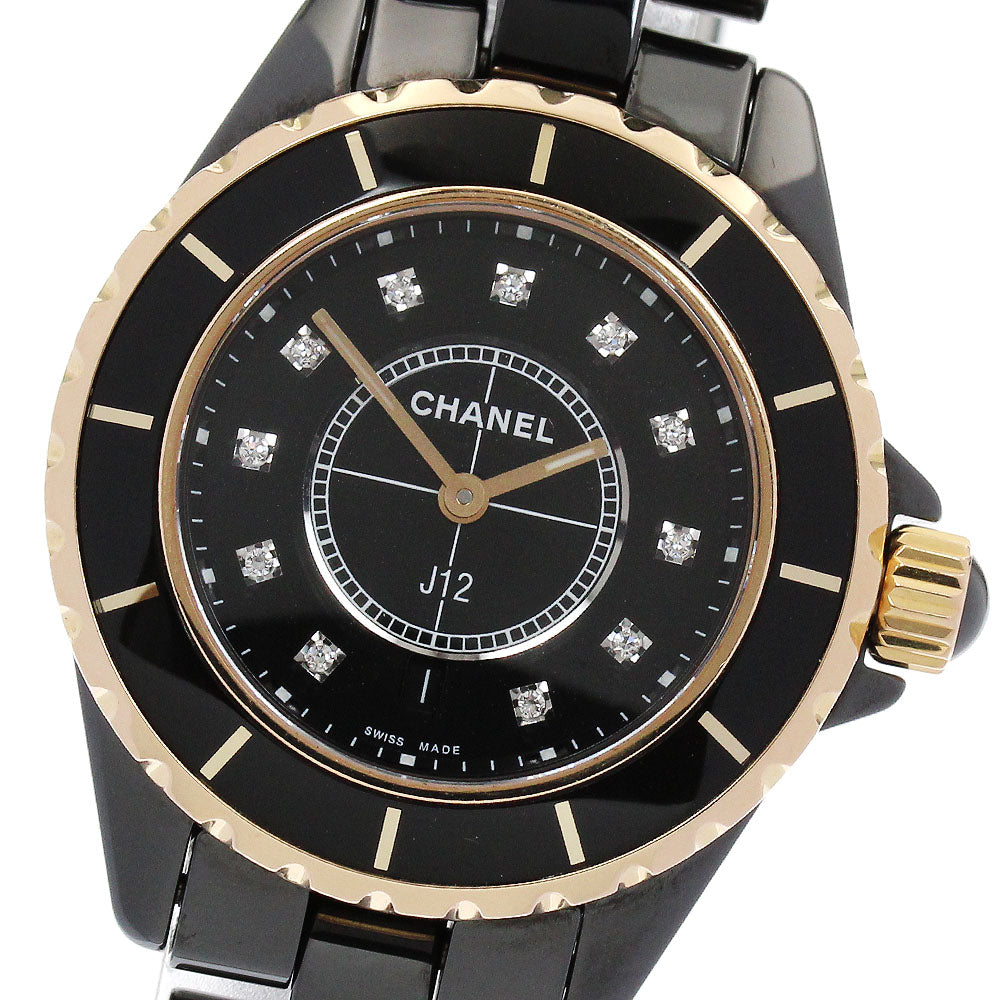 CHANEL J12 33MM H2543 11P Diamond YG Bezel Date Quartz Ladies Watch_893528