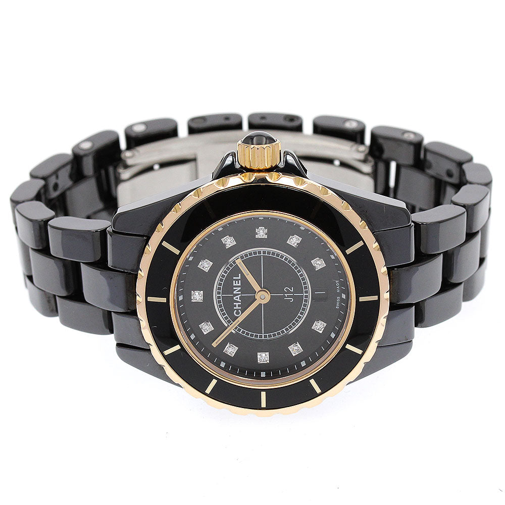 CHANEL J12 33MM H2543 11P Diamond YG Bezel Date Quartz Ladies Watch_893528