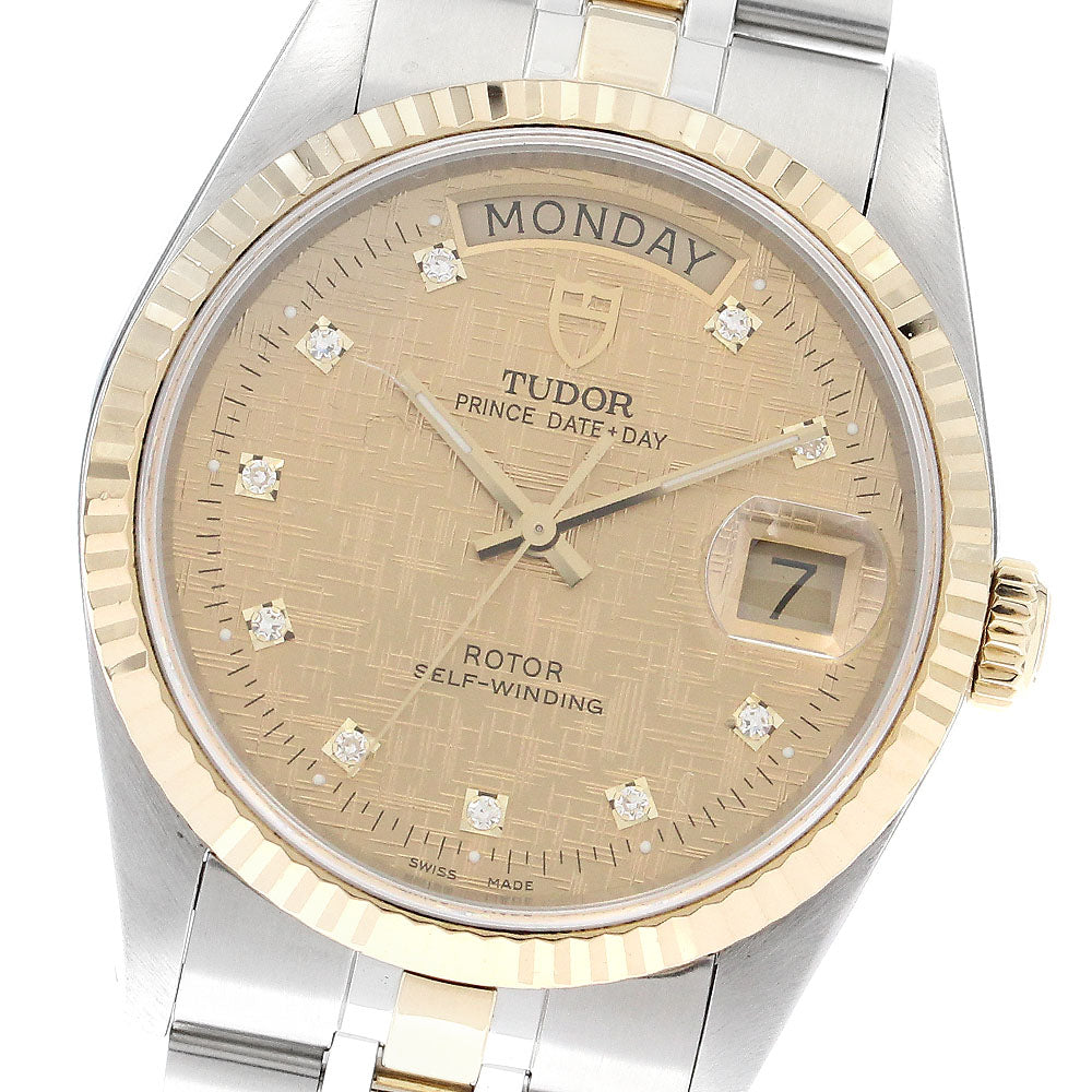 TUDOR Oyster Prince Date Day 76213 YG2 tone 10P diamond Automatic Men's_893547