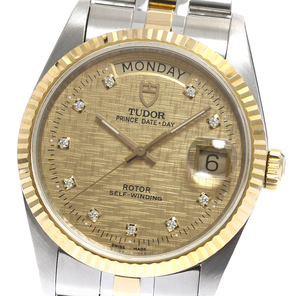 TUDOR Prince Date Day 8050 YG2 tone 10P diamond cal.2834-2 Men's Watch_893548