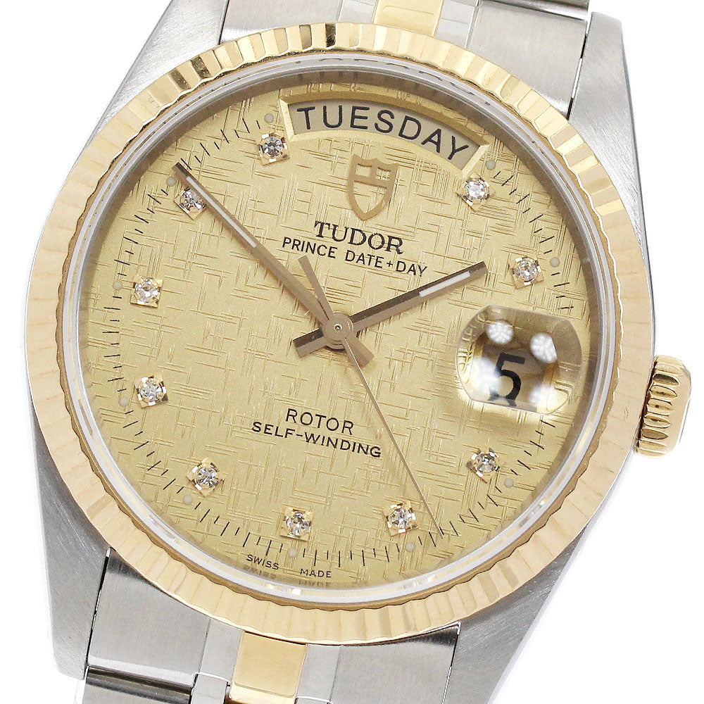 TUDOR Prince Date Day 76213 YG2 tone 10P diamond Automatic Men's Watch_893549