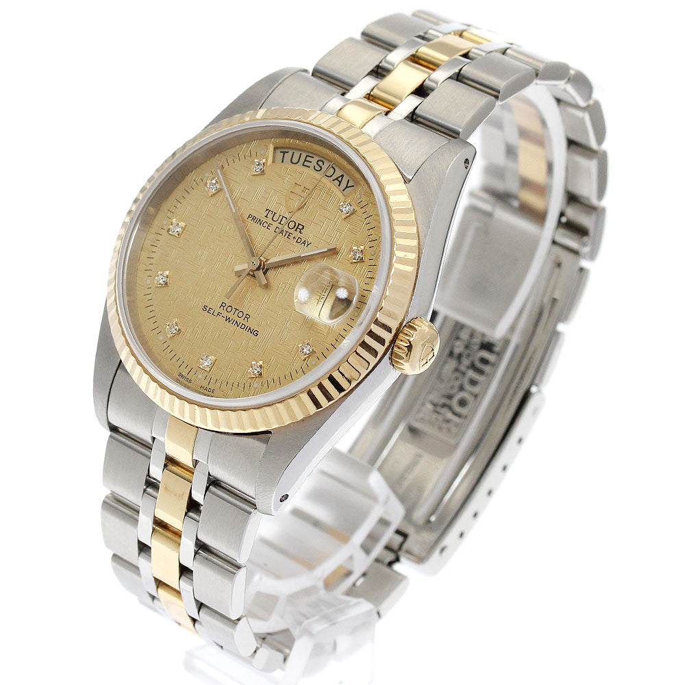TUDOR Prince Date Day 76213 YG2 tone 10P diamond Automatic Men's Watch_893549