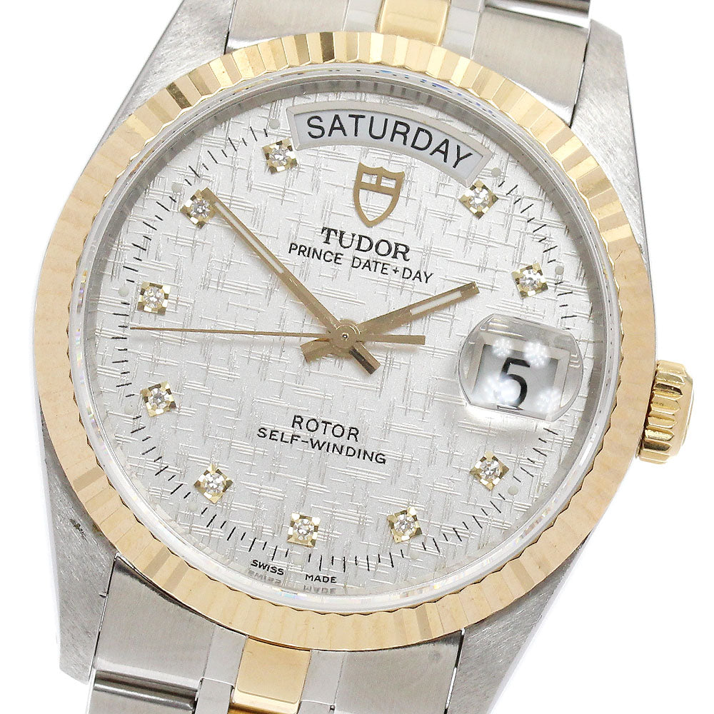 TUDOR Prince Date Day 76213 YG bezel 10P diamond Automatic Men's Watch_893553