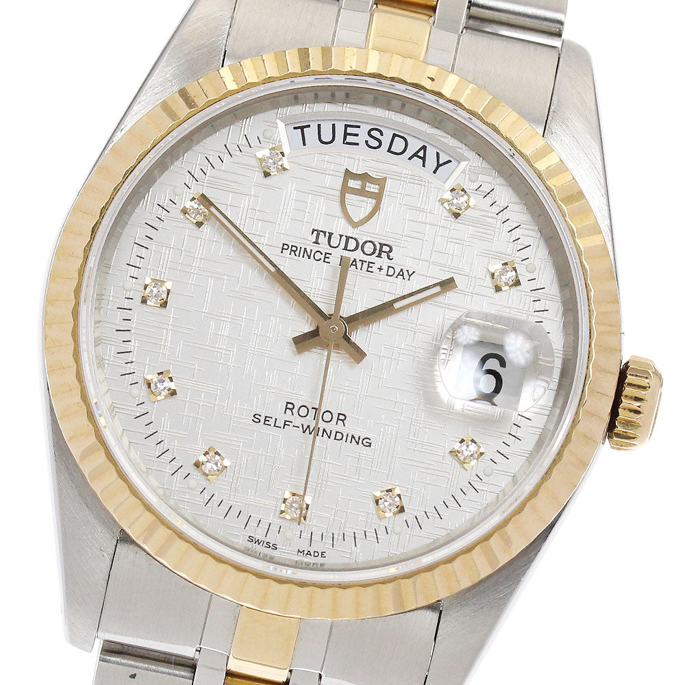 TUDOR Prince Date Day 76213 YG bezel 10P diamond Automatic Men's_893554
