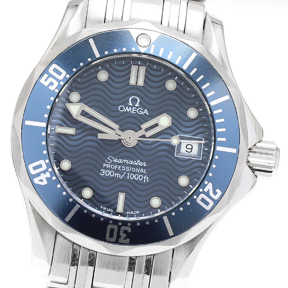 OMEGA Seamaster300 2583.80 Date Navy Dial Quartz Ladies Watch_893561