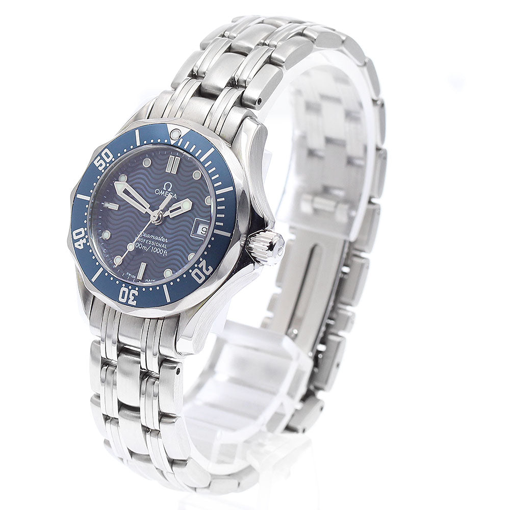 OMEGA Seamaster300 2583.80 Date Navy Dial Quartz Ladies Watch_893561