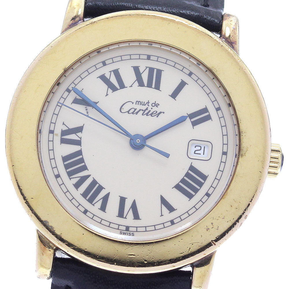 CARTIER Must Rondo W1006822 Date beige Dial Quartz Boy's Watch_893624