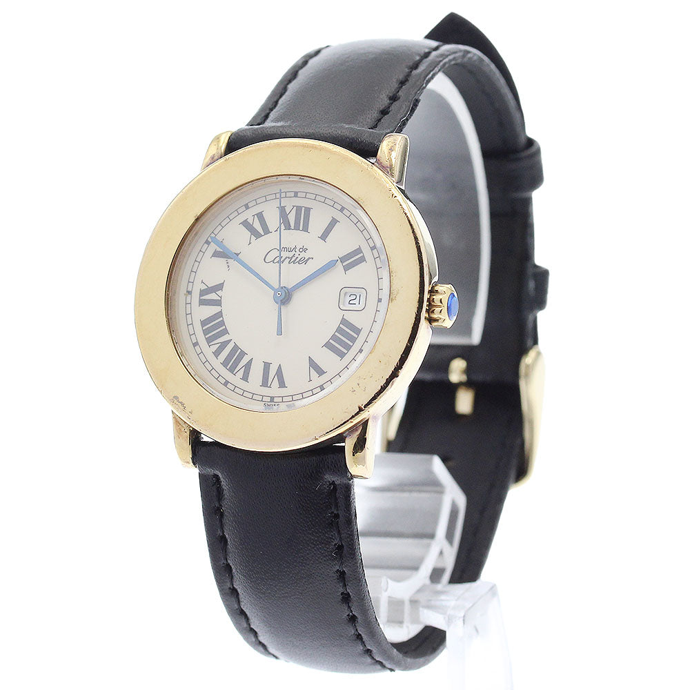 CARTIER Must Rondo W1006822 Date beige Dial Quartz Boy's Watch_893624