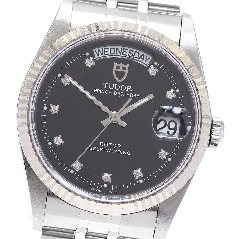 TUDOR Prince Date Day 76214 WG bezel 10P diamond Automatic Men's Watch_893674