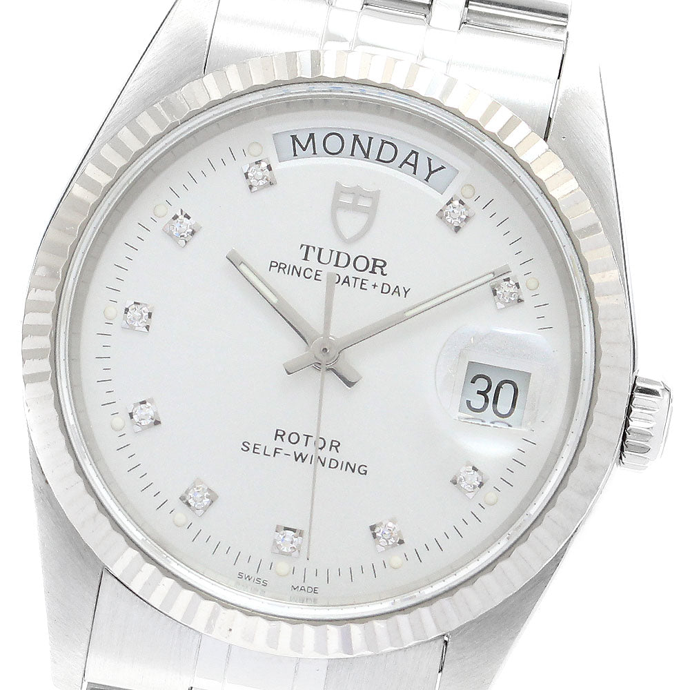 TUDOR Prince Date Day 76214 10P diamond Silver Dial Automatic Men's Watch_893681