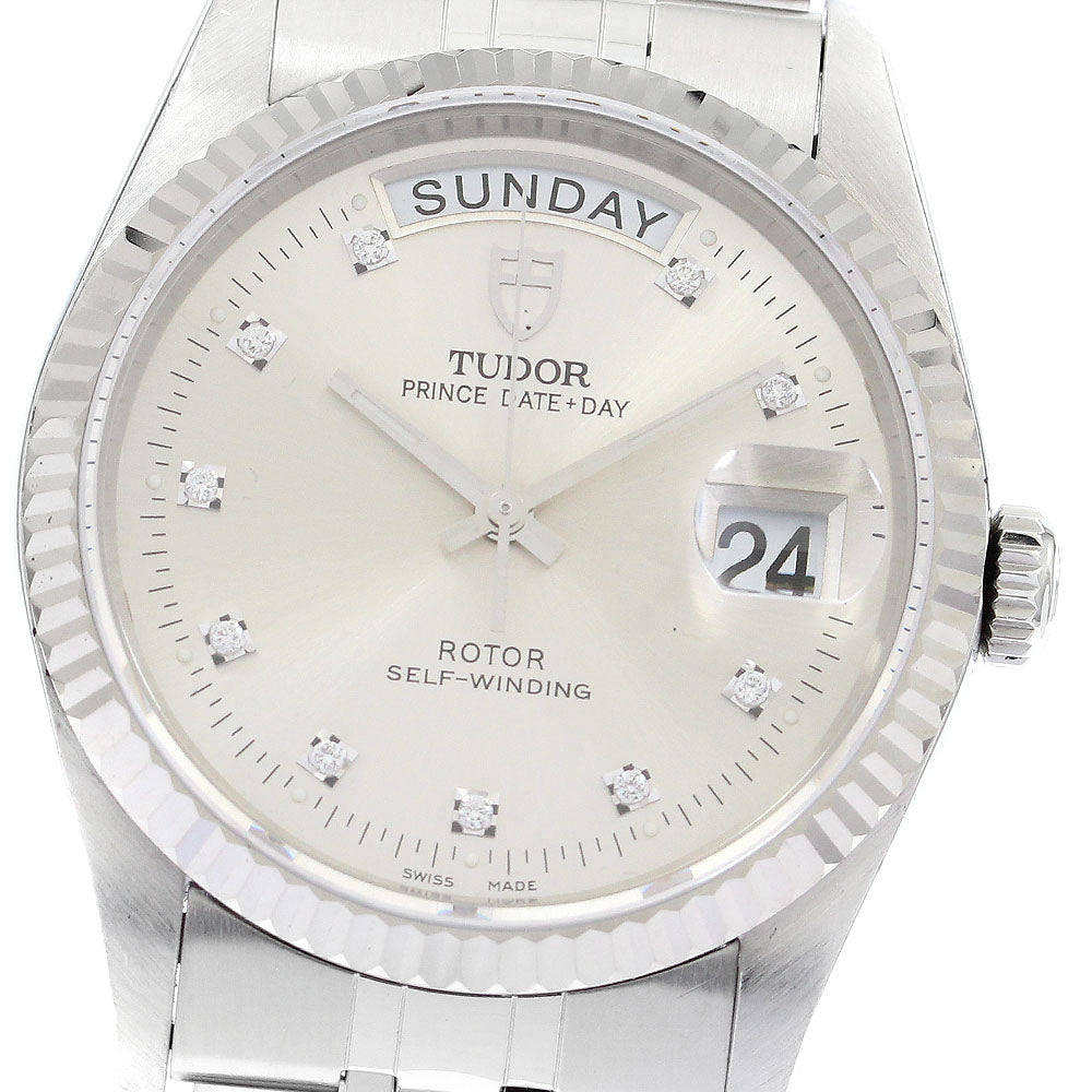 TUDOR Prince Date Day 76214 10P diamond Silver Dial Automatic Men's Watch_893691