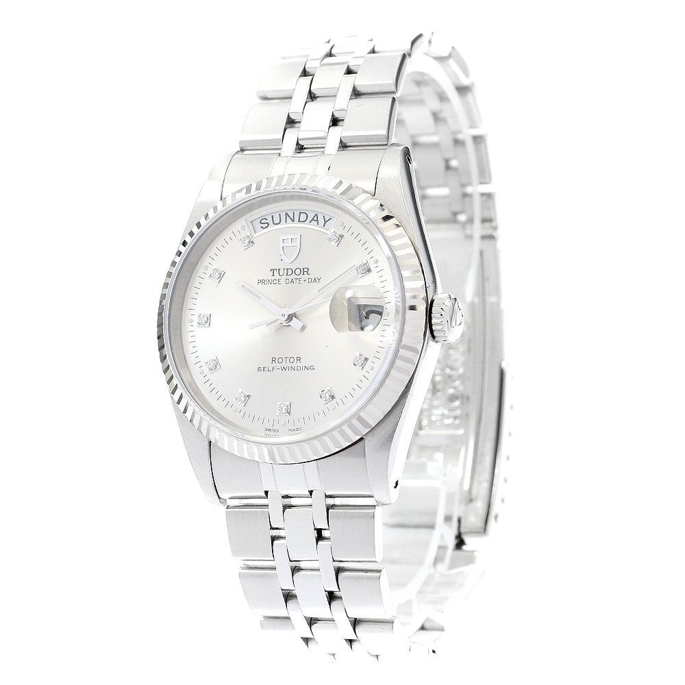 TUDOR Prince Date Day 76214 10P diamond Silver Dial Automatic Men's Watch_893691