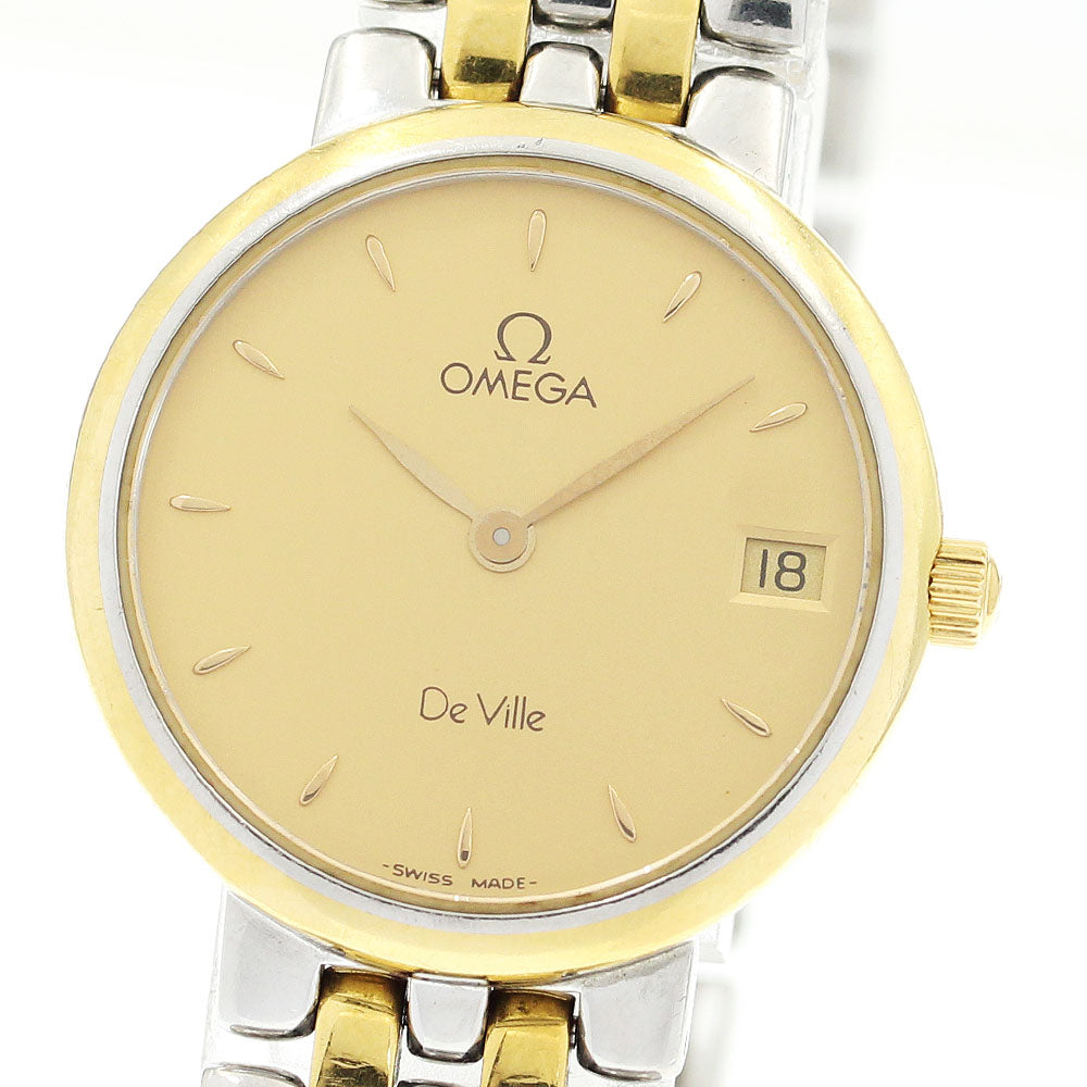 OMEGA De Ville Date gold Dial Quartz Ladies Watch_893759