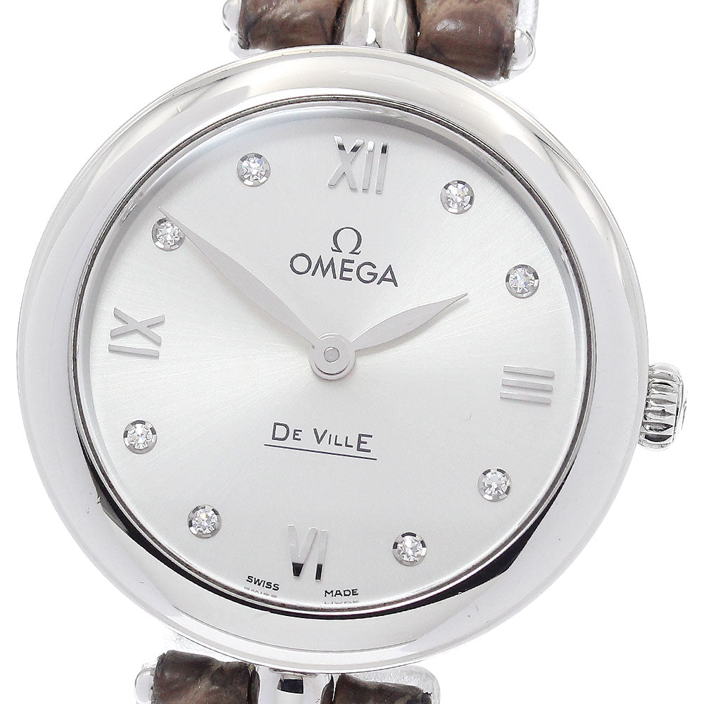 OMEGA De Ville Prestige Dewdrop 424.13.27.60.52.001 8P diamond Silver Dial Quartz Ladies Watch_893845