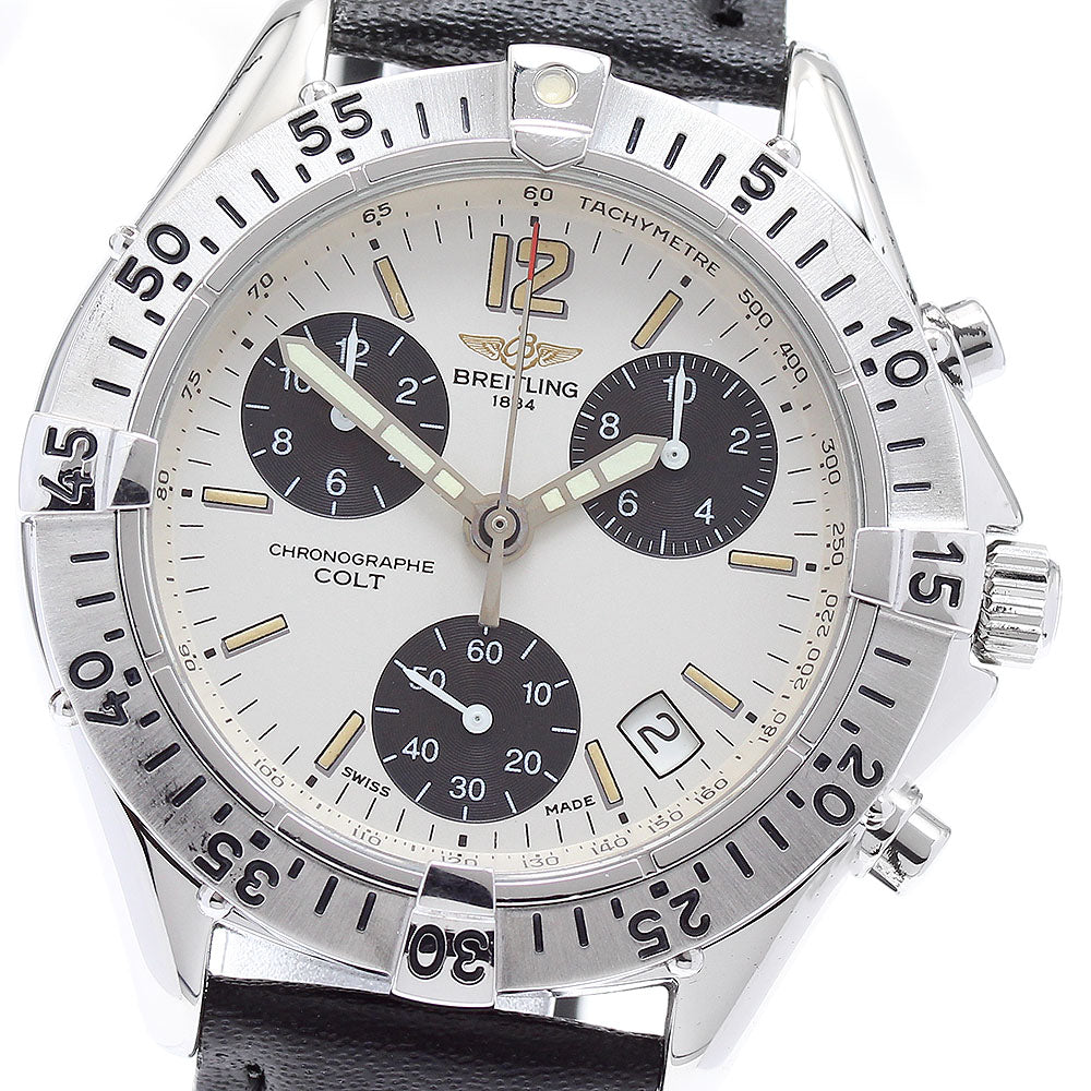 BREITLING Colt A53035 Chronograph Date Silver Dial Quartz Men's Watch_893892